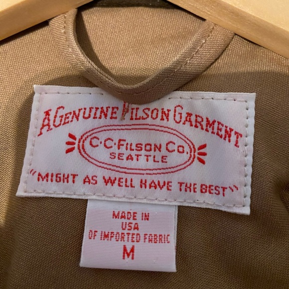 Filson Shelter Cloth Waterfowl Upland Waxed Coat Tan Medium Style 10091 - Picture 5 of 9